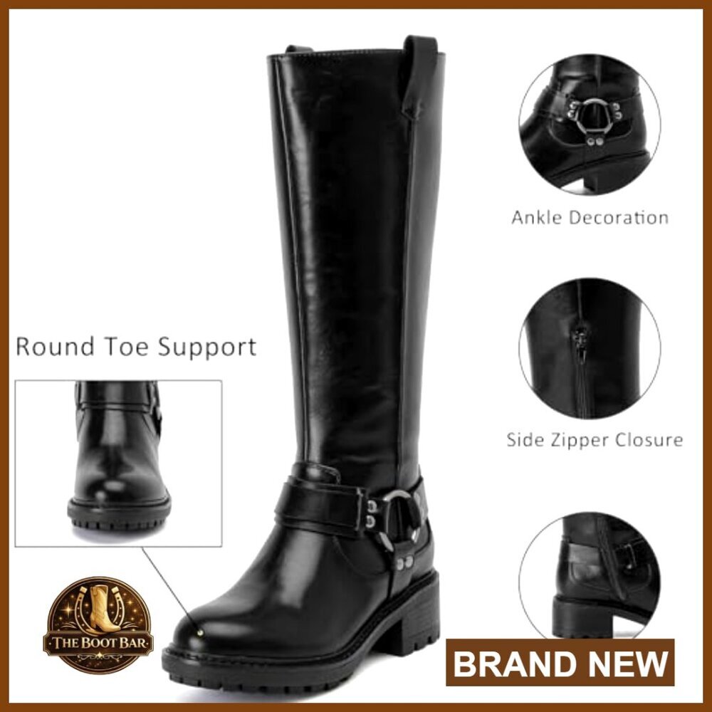 Knee High Boots Women Comfort Stylish Casual Round Toe Tall Riding Combat Boot - Picture 5 of 7